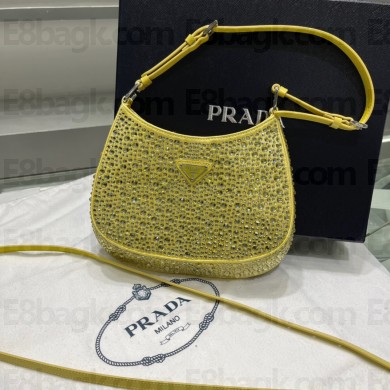 Prada 1bc169 Cleo satin bag with crystals yellow