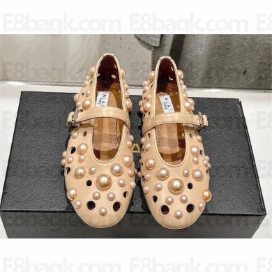 Alaia BALLET FLATS WITH SPHERES ON LAMBSKIN beige 2024