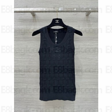 chanel black logo vest 2024 