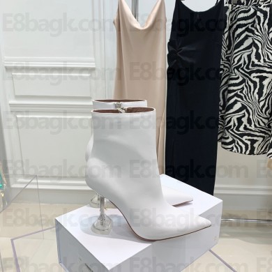 Amina Muaddi clear heel Giorgio leather ankle boots white 2021