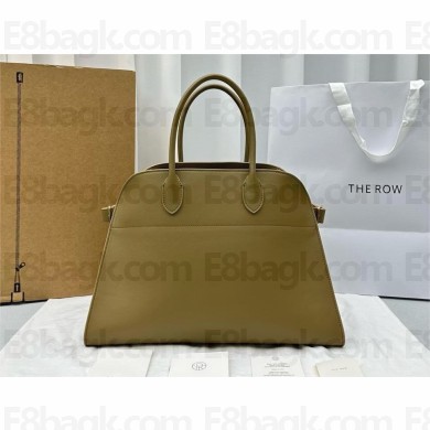 THE ROW MARGAUX 15 BAG IN BOX LEATHER khaki green 2024