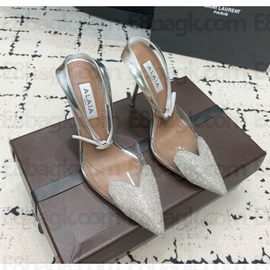 Alaia Le Cœur Heart  in PVC with drill silvery heel 10.5cm 1021 2024 