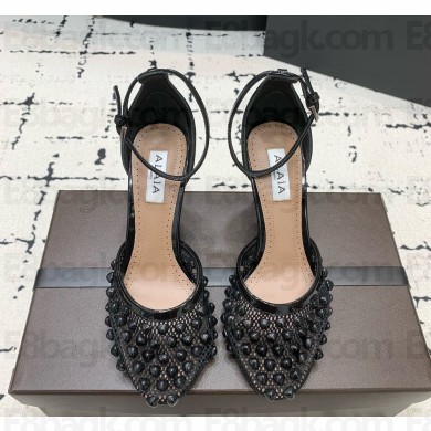 Alaia Fishnet and Patent Leather with Pyramid Studs heel 10cm black 2024 