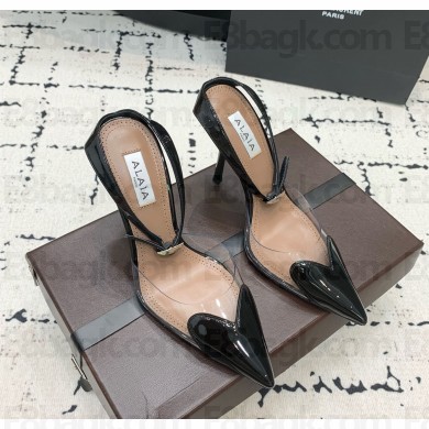 Alaia Le Cœur Heart  in PVC and Patent Leather black heel 10.5cm 1021 2024 