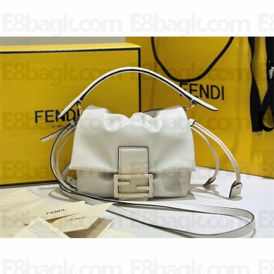 FENDI Mamma Baguette small white nappa leather bag 2025