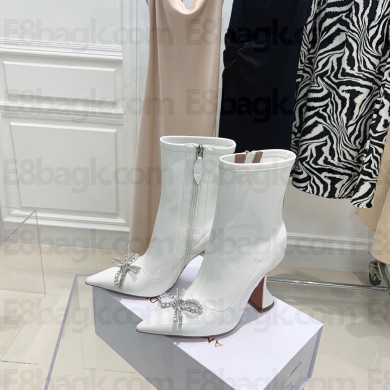 Amina Muaddi Heel 9.5cm rosie Embellished patent Boots white 2021
