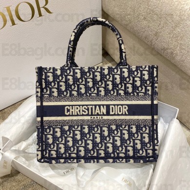 Dior  Blue Oblique Jacquard Small Book Tote BAG 2022