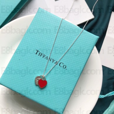 tiffany mini double heart tag pendant red