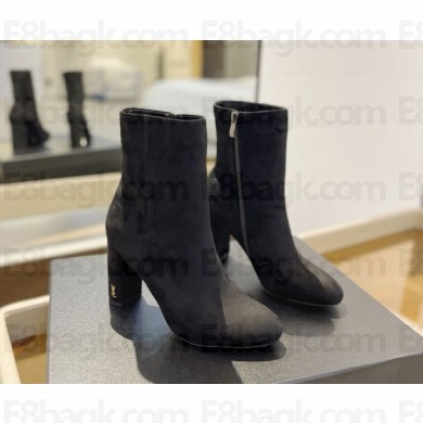 Saint Laurent women's suede leather  boots in black heel 9.5cm 2024