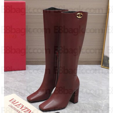 VALENTINO Vlogo the bold edition boot in calfskin 95mm burgundy 2024