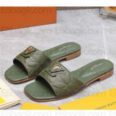 Louis Vuitton LV Capri Flat Mule 1ADCE9 army green Embroidered calf leather 2024