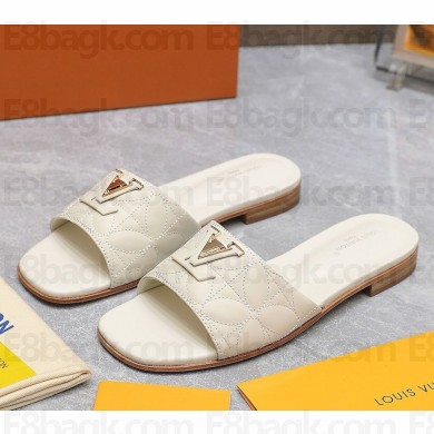 Louis Vuitton LV Capri Flat Mule 1ADCE9 white Embroidered calf leather 2024ss