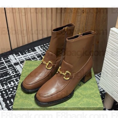 Gucci Horsebit-detail 50mm calfskin ankle boots brown 1126-2024
