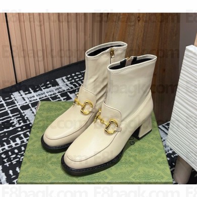 Gucci Horsebit-detail 50mm calfskin ankle boots white 1126-2024