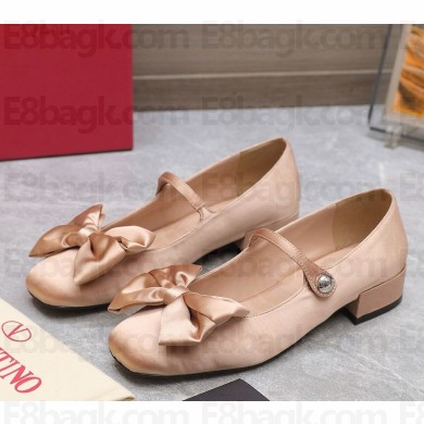 Valention GARAVANI Roman stud silk BALLET FLATS nude pink 2024