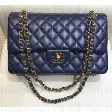 Chanel Classic Flap Medium Bag A1112 Navy Blue in Original Leather with Gold/ Hardware 2018