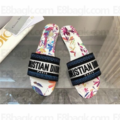 Dior White Multicolor Embroidered Cotton with Toile de Jouy Fantastica Motif Dway Slide 2024