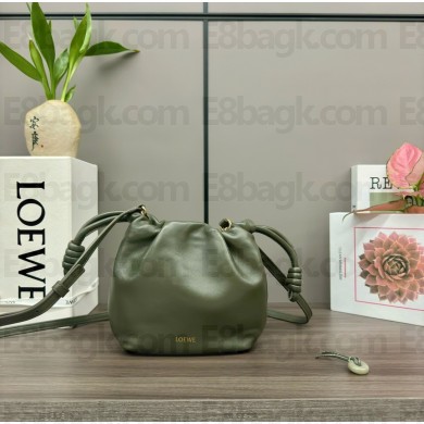 loewe Mini flamenco purse in mellow nappa lambskin 262333 army green 2024