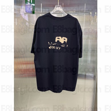 BALENCIAGA Women's Hand Drawn Bb Icon T-shirt Medium Fit in Black 2023