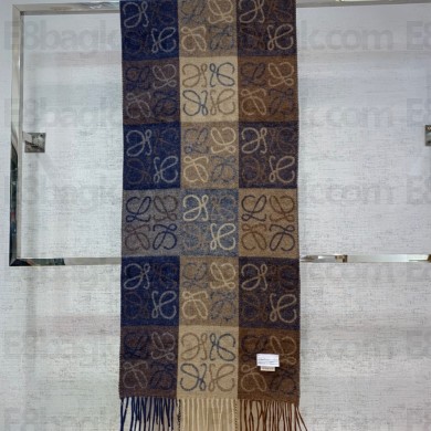 loewe Anagram scarf in wool and cashmere Navy/Brown 