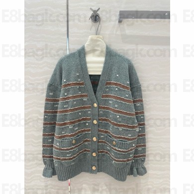 CHANEL Cashmere Light Brown, Light Blue & White cardigan P78456 2024
