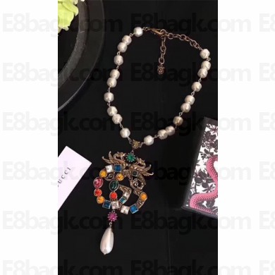 Gucci Crystal Double G Necklace 515830 Aged Gold Finish 2018