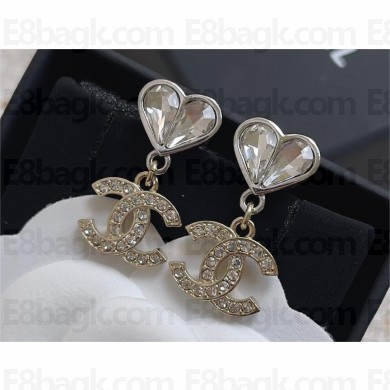 Chanel Pendant Earrings in Metal & Strass. Silver, Gold & Crystal ABA909 2023