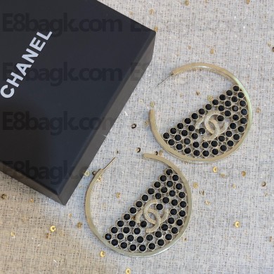 Chanel Hoop Earrings in Metal & Strass. Gold & Crystal ABA603 2023