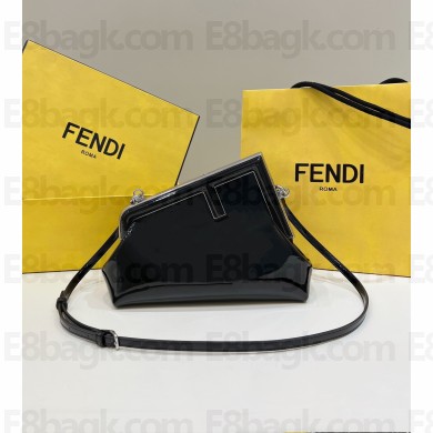 Fendi First Midi bag in black patent leather 2023
