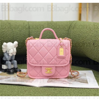 Chanel Grained Calfskin Small Flap Bag with Top Handle AS3652 pink 2022