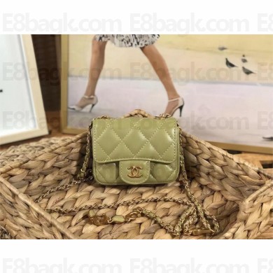 chanel Lambskin, Enamel & Gold-Tone Metal Belt Bag AP3037 GREEN 2022
