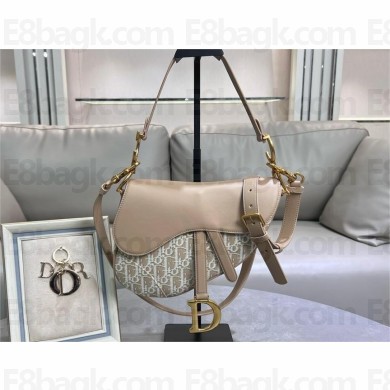 Dior Saddle Bag with Strap in Oblique Jacquard and Natural Smooth Calfskin 2025