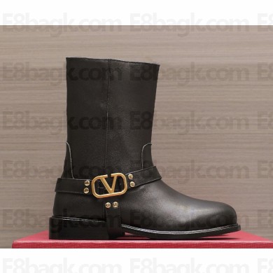 Valentino Garavani  VLogo leather ankle boots black 1114-2024