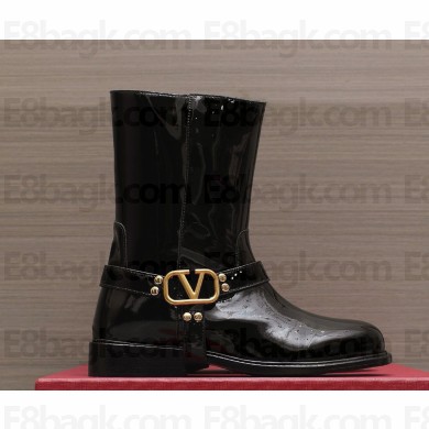 Valentino Garavani  VLogo patent leather ankle boots black 1114-2024