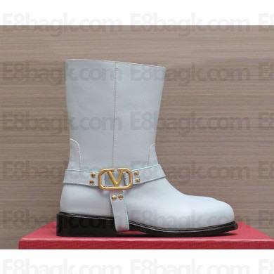 Valentino Garavani  VLogo leather ankle boots sky blue 1114-2024