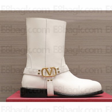 Valentino Garavani  VLogo leather ankle boots white 1114-2024