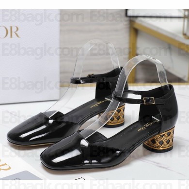 Dior Icon patent leather Mary Janes heel 4cm black 1114-2024