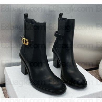 Dior Empreinte leather biker ankle boots black heel 7cm 1114-2024