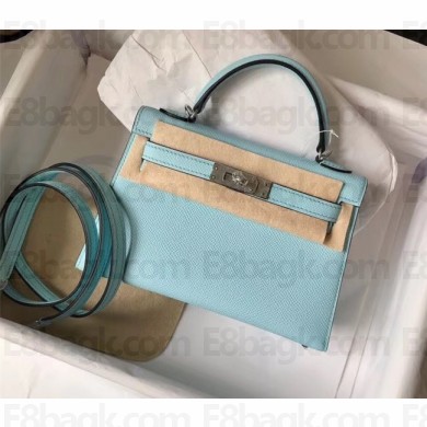 hermes mini kelly II in original epsom leather Macaron blue