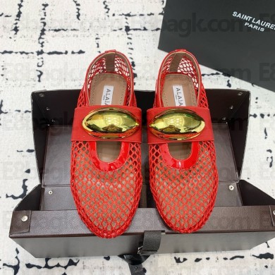 Alaia BALLET FLATS JEWEL IN FISHNET red 2024