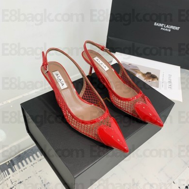 Alaia LE CŒUR SLINGBACKS IN FISHNET red 2024