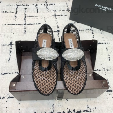 Alaia BALLET FLATS CRYSTALS IN FISHNET black 2024