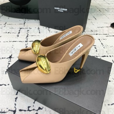 Alaia heel 10.5cm SHARK JEWEL MULES IN CALFSKIN nude 2024