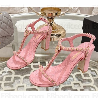 Chanel Sandals Lambskin & Metal G46109 pink heel 8.5cm 2025
