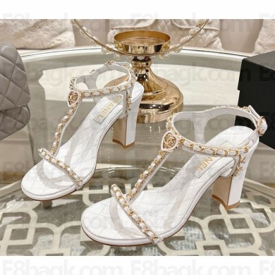 Chanel Sandals Lambskin & Metal G46109 white heel 8.5cm 2025