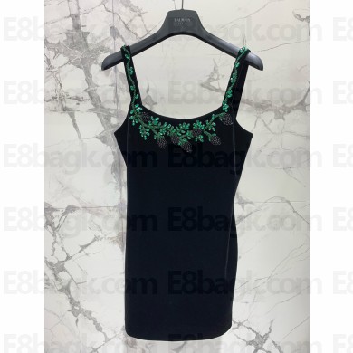BALMAIN blackberry-embroidered velvet DRESS 2024