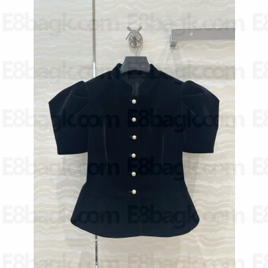 DIOR BLACK VELVET Fitted Short-Sleeved Jacket 2024