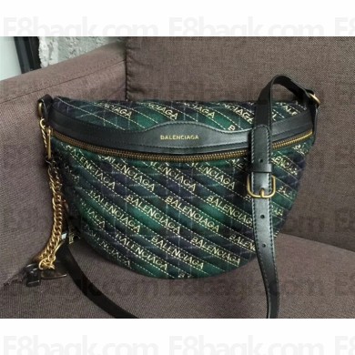 Balenciaga Monogram Belt Pack Bag Multicolor/Green 2018