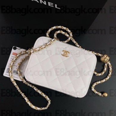 CHANEL AS2463 SHEEPSKIN CAMERA CASE white 2022