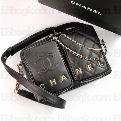 chanel AS2924 black calfskin camera bag 2022